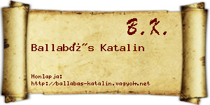 Ballabás Katalin névjegykártya